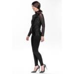 Mesh Sleeve Turtleneck Top in Stripe